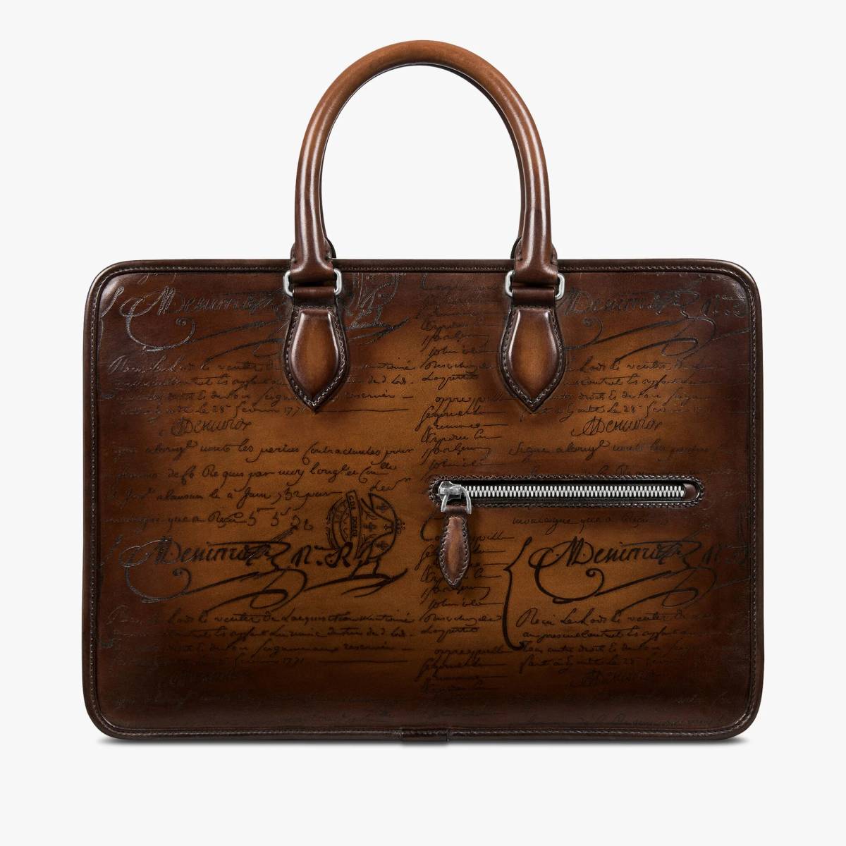 Un Jour Mini Scritto Berluti Brown Leather Briefcase-0
