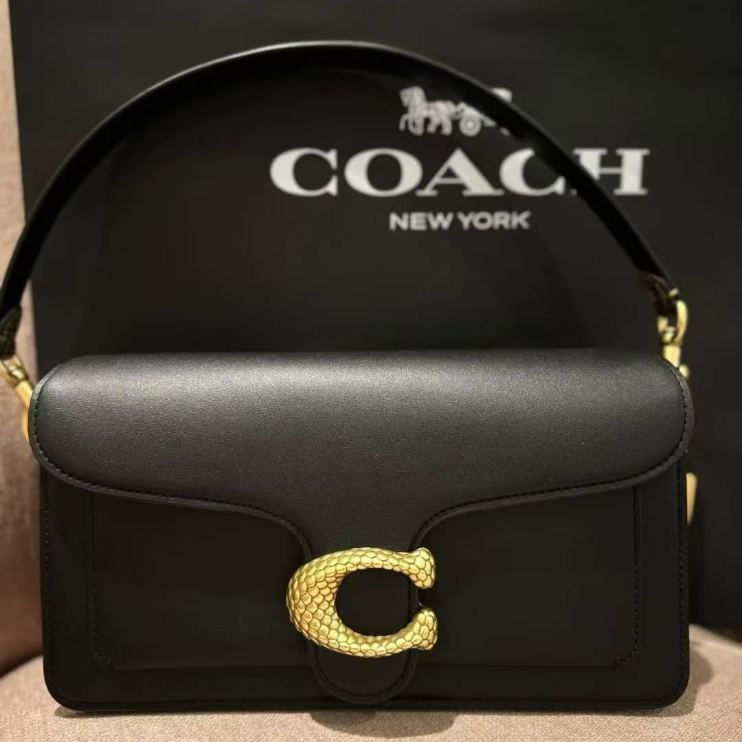 Coach Tabby Chain Clutch Black Leather Bag-0