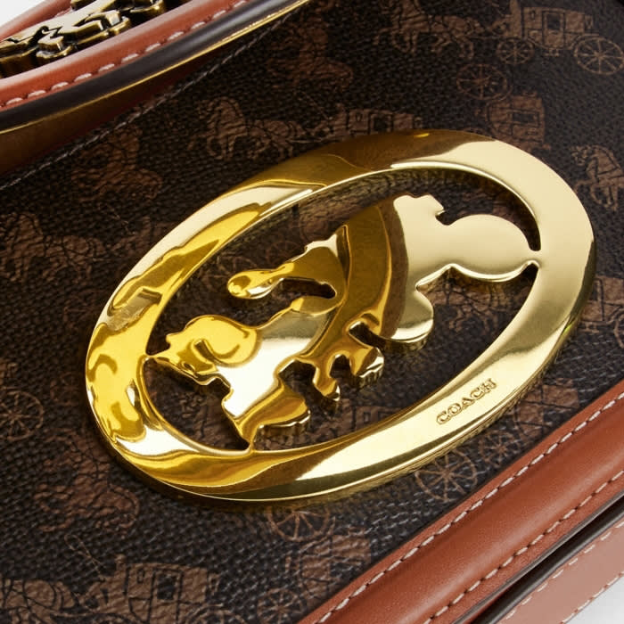 Coach Tabby Chain Clutch Brown Leather Bag-3