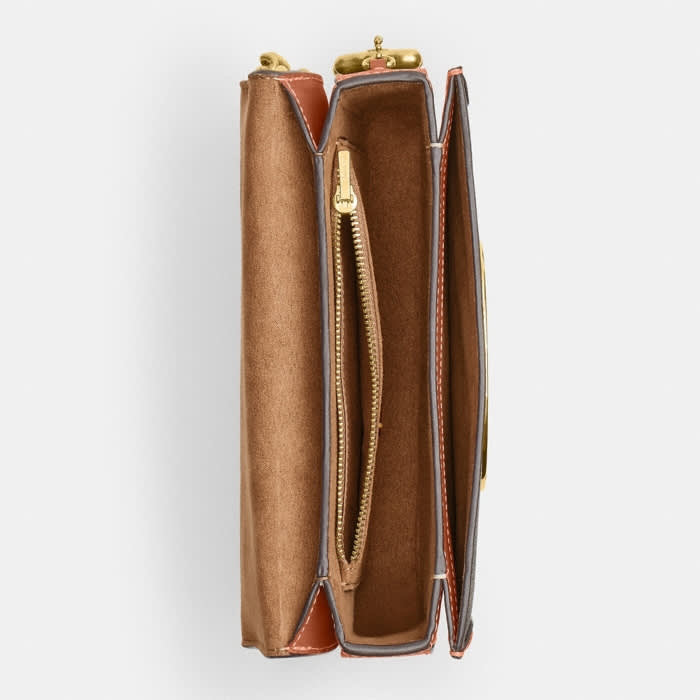 Coach Tabby Chain Clutch Brown Leather Bag-2