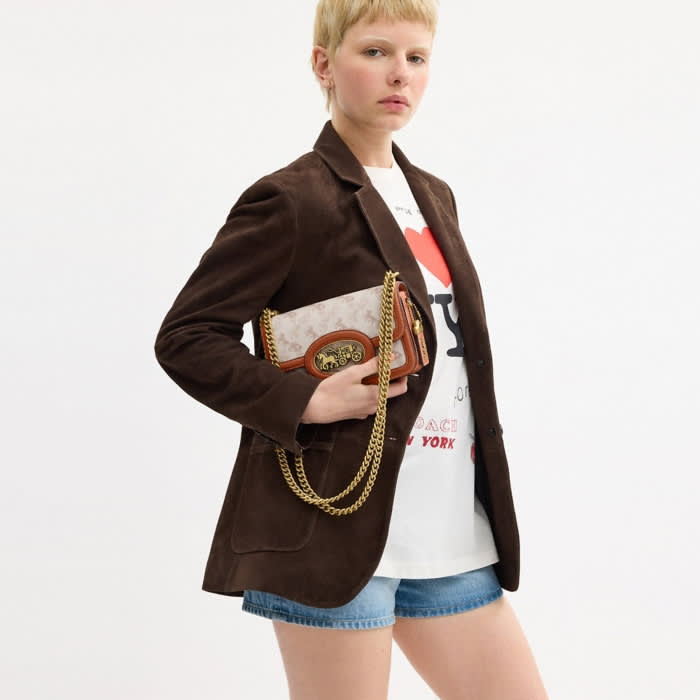 Coach Tabby Chain Clutch White Leather Bag-6