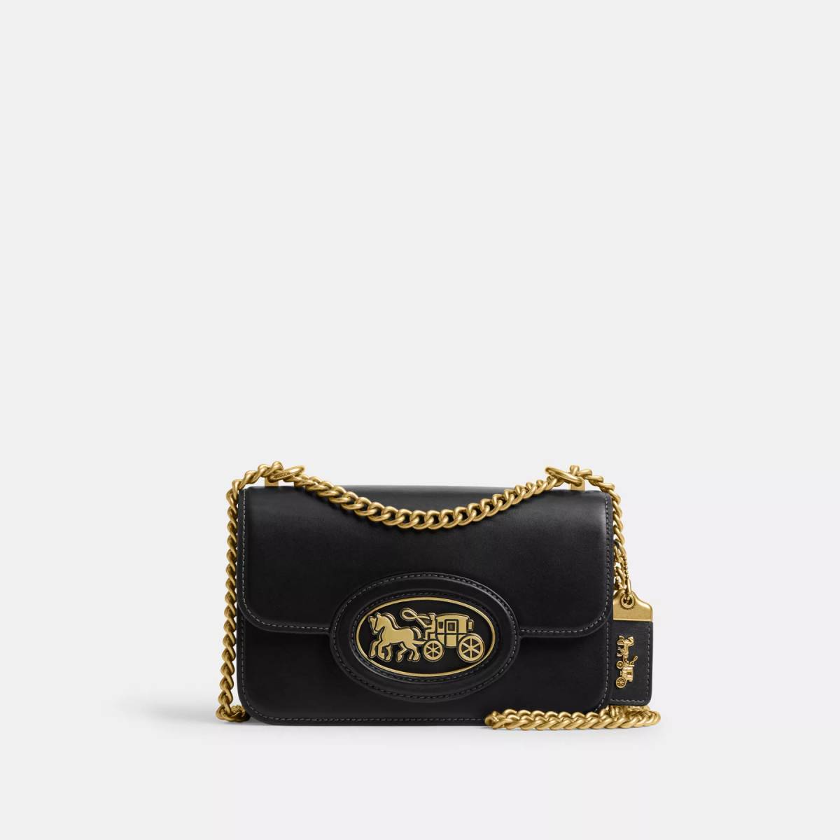 Coach Tabby Chain Clutch Black Leather Bag-0