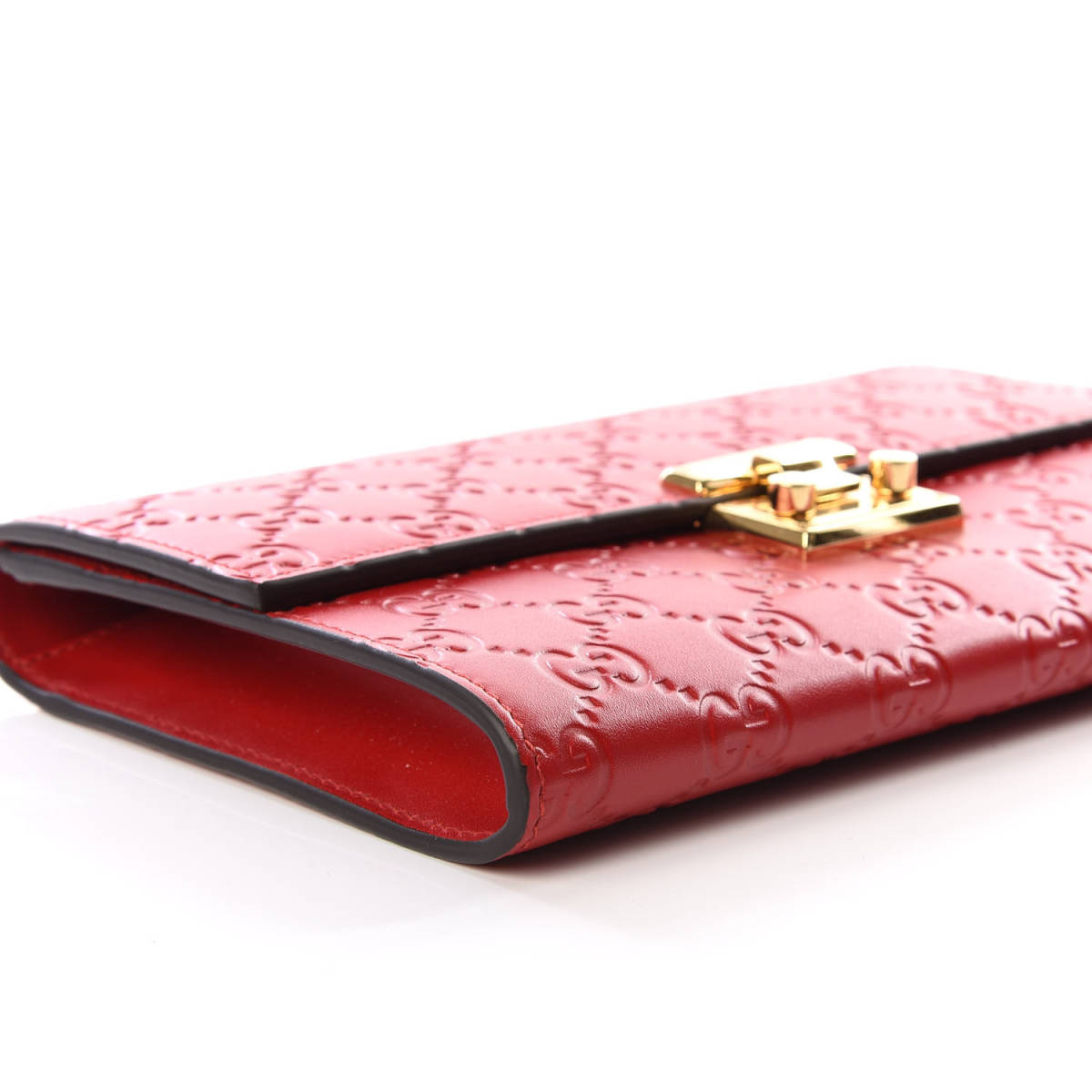 Gucci Guccissima Padlock Clutch Hibiscus Red-3