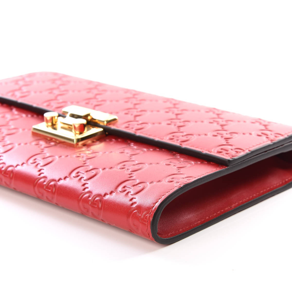 Gucci Guccissima Padlock Clutch Hibiscus Red-5