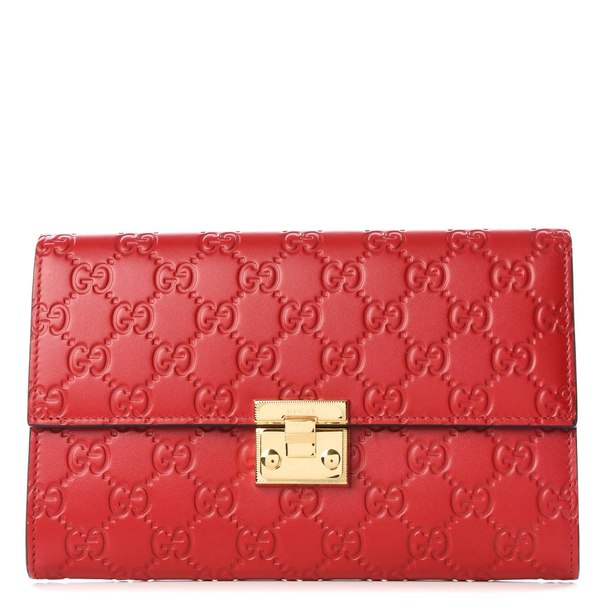 Gucci Guccissima Padlock Clutch Hibiscus Red-0