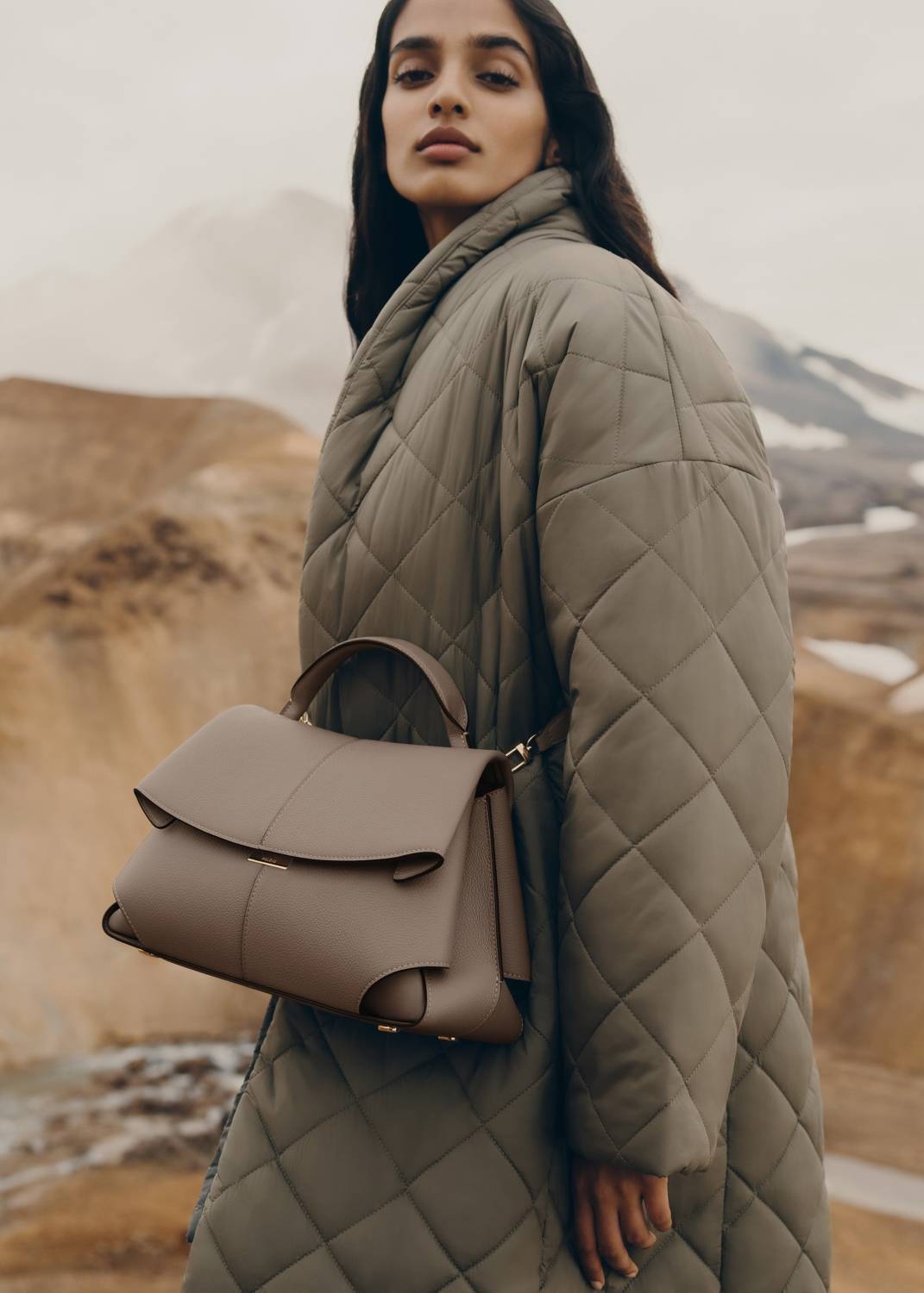 Polene Mokki Edition Textured Beige Shoulder Bag-4