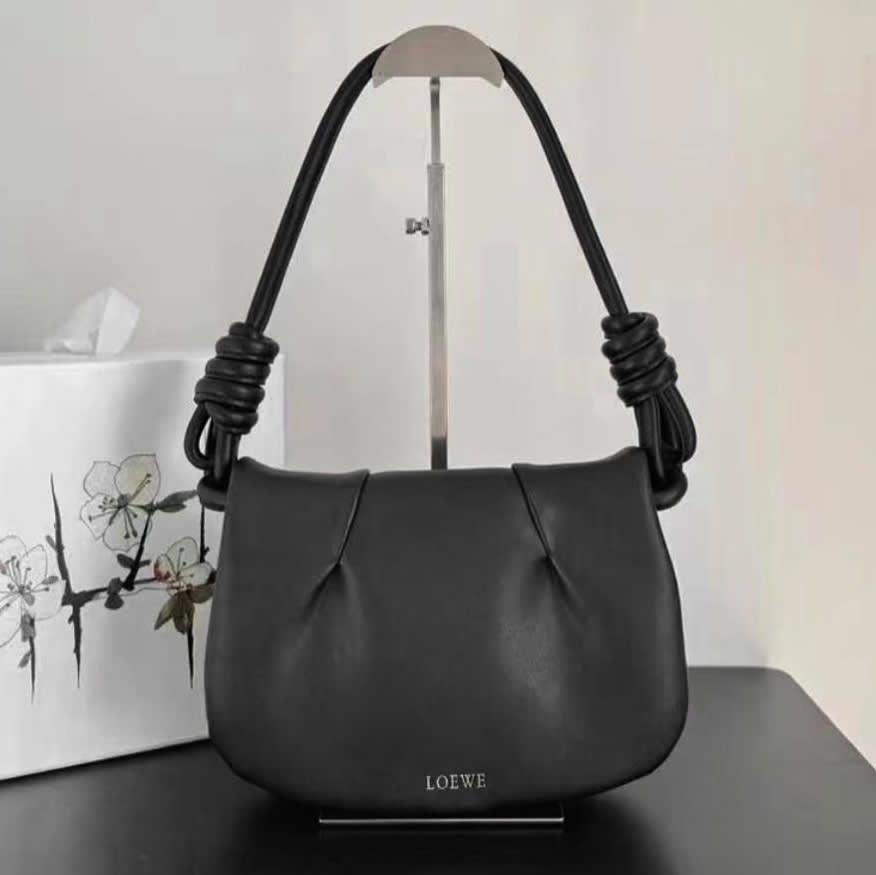 Loewe Black Leather Satchel Bag-0