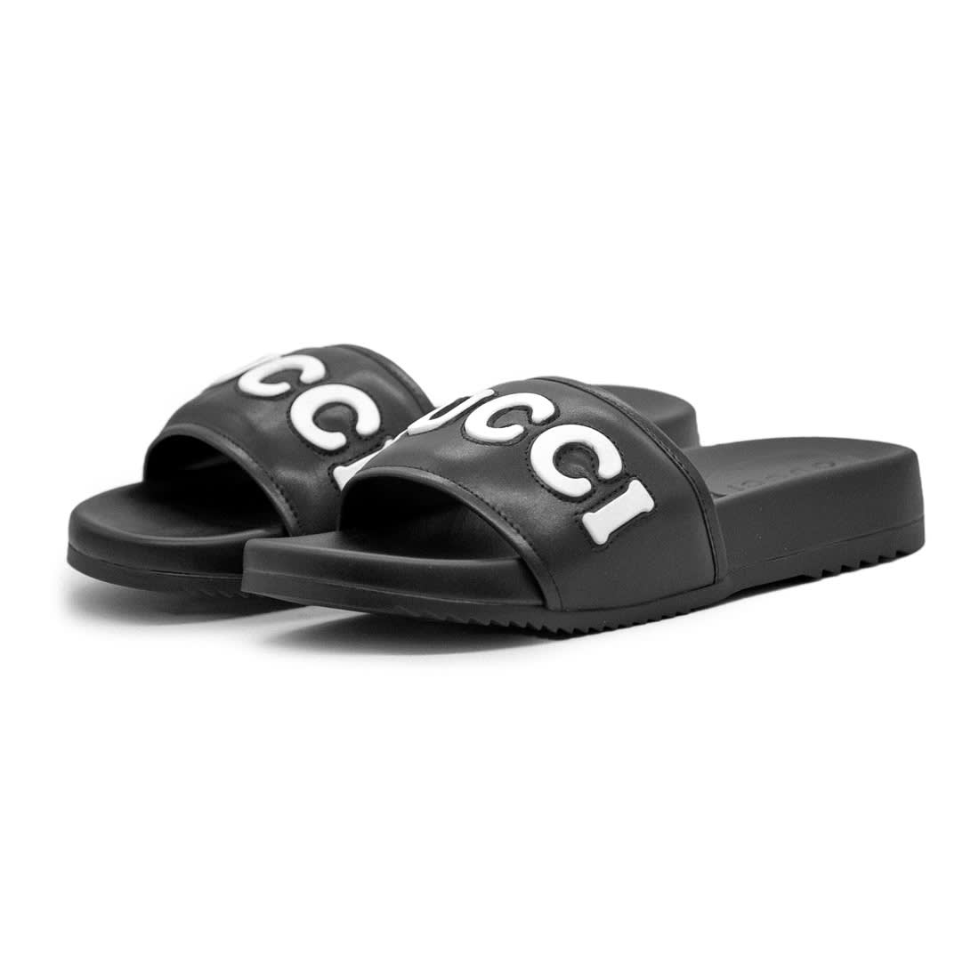Gucci GG Canvas Black Mens Flip-flops-0