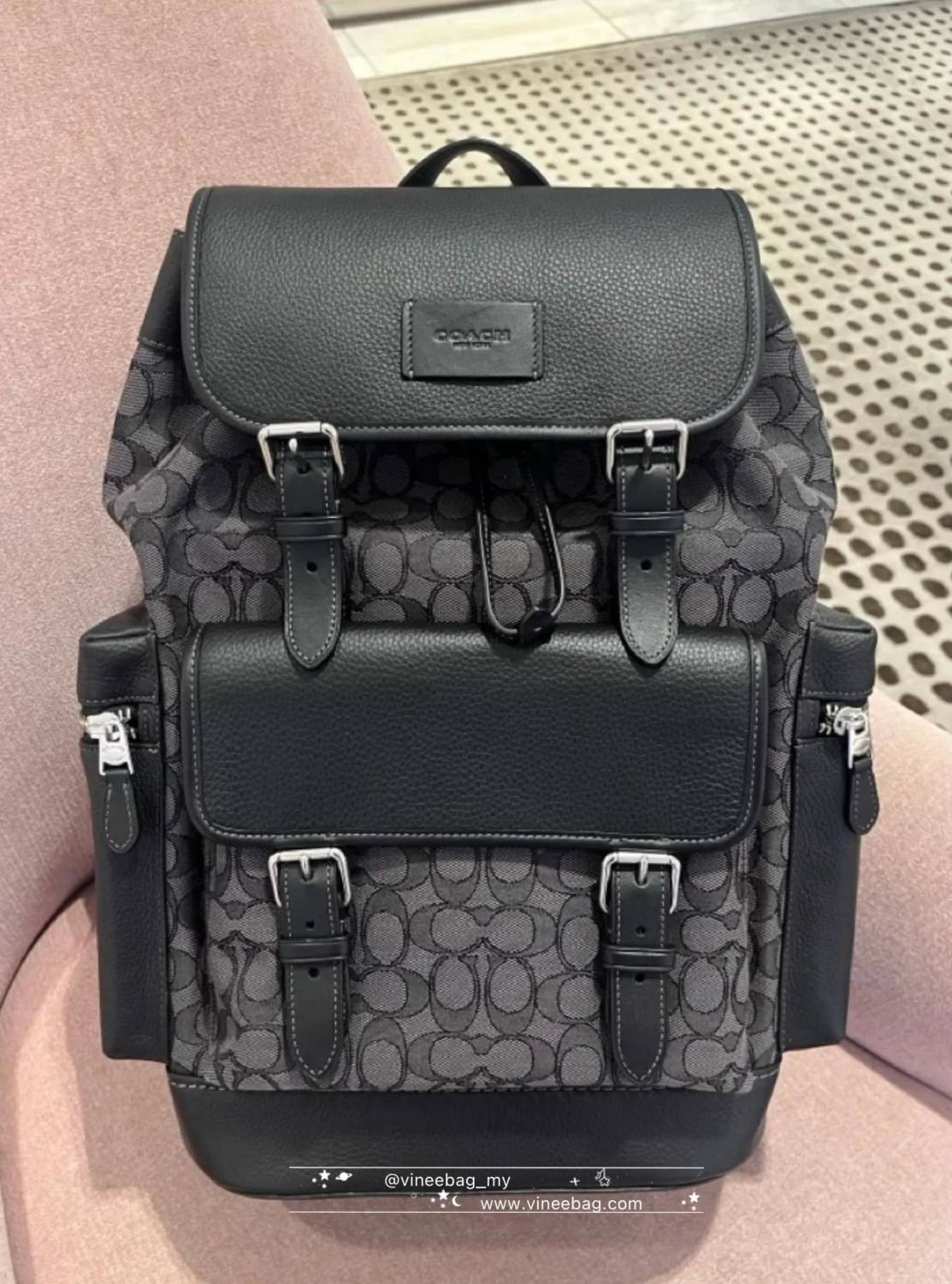 Coach Black Backpack In Signature Canvas-0