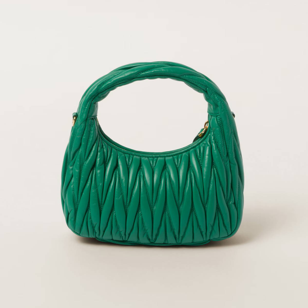 Miu Miu Wander Matlasse Nappa Leather Green Hobo Bag-1