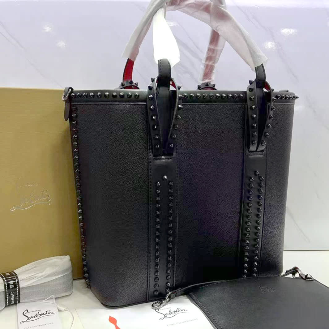Christian Louboutin Cabata Medium Geniune Leather Black Tote Bag-0