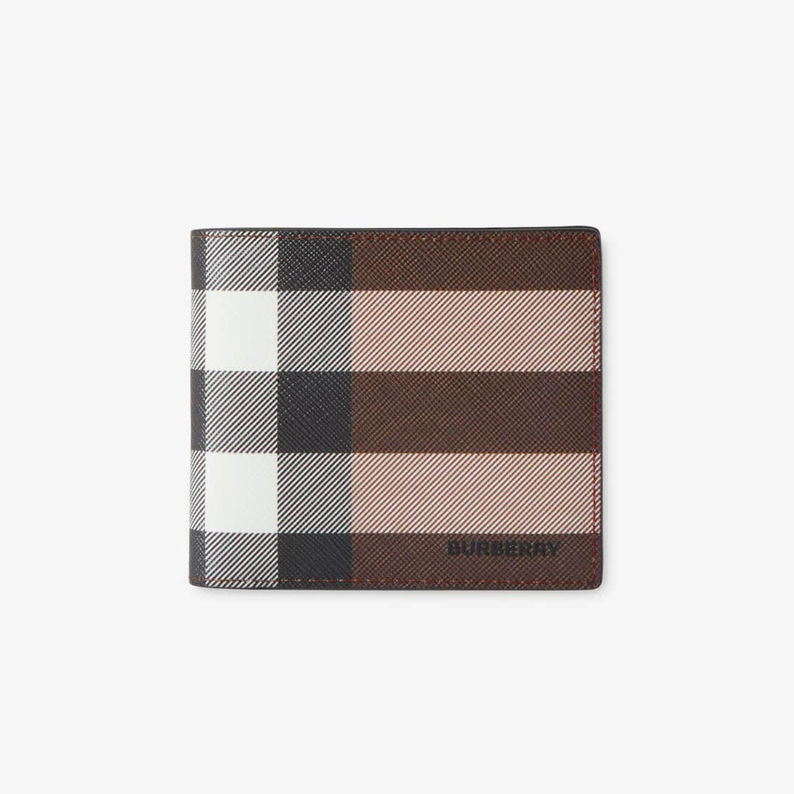 Burberry Brown Check and Leather Bifold Wallet-0
