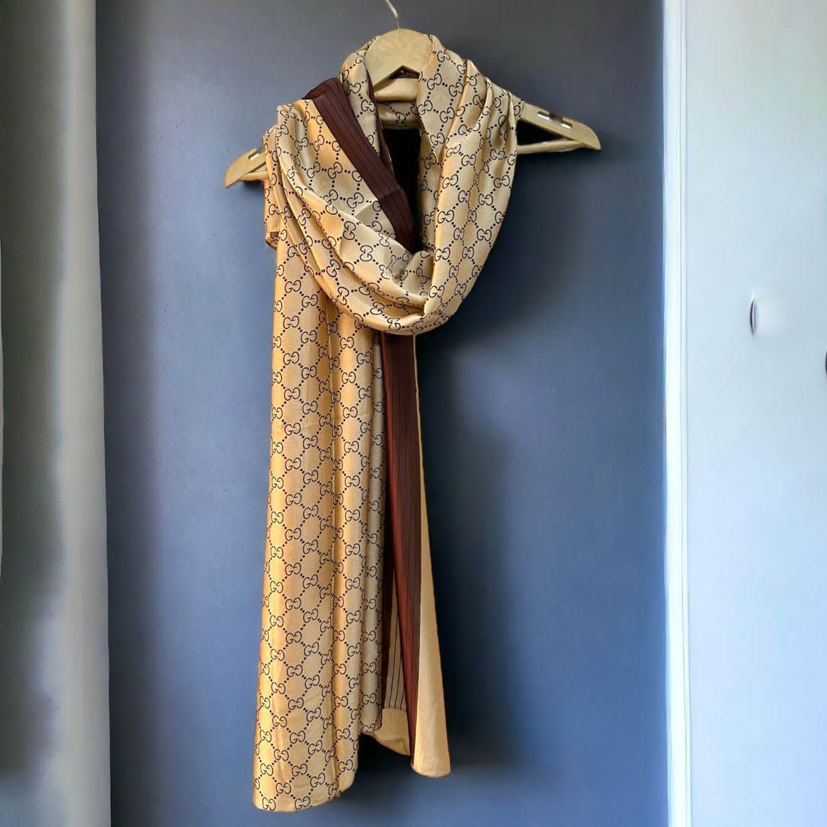 Gucci Designer Beige & Wine Silk Stole-3