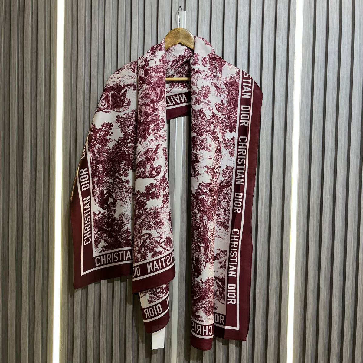 Dior Premium Quality Wine & White Silk Stole-2