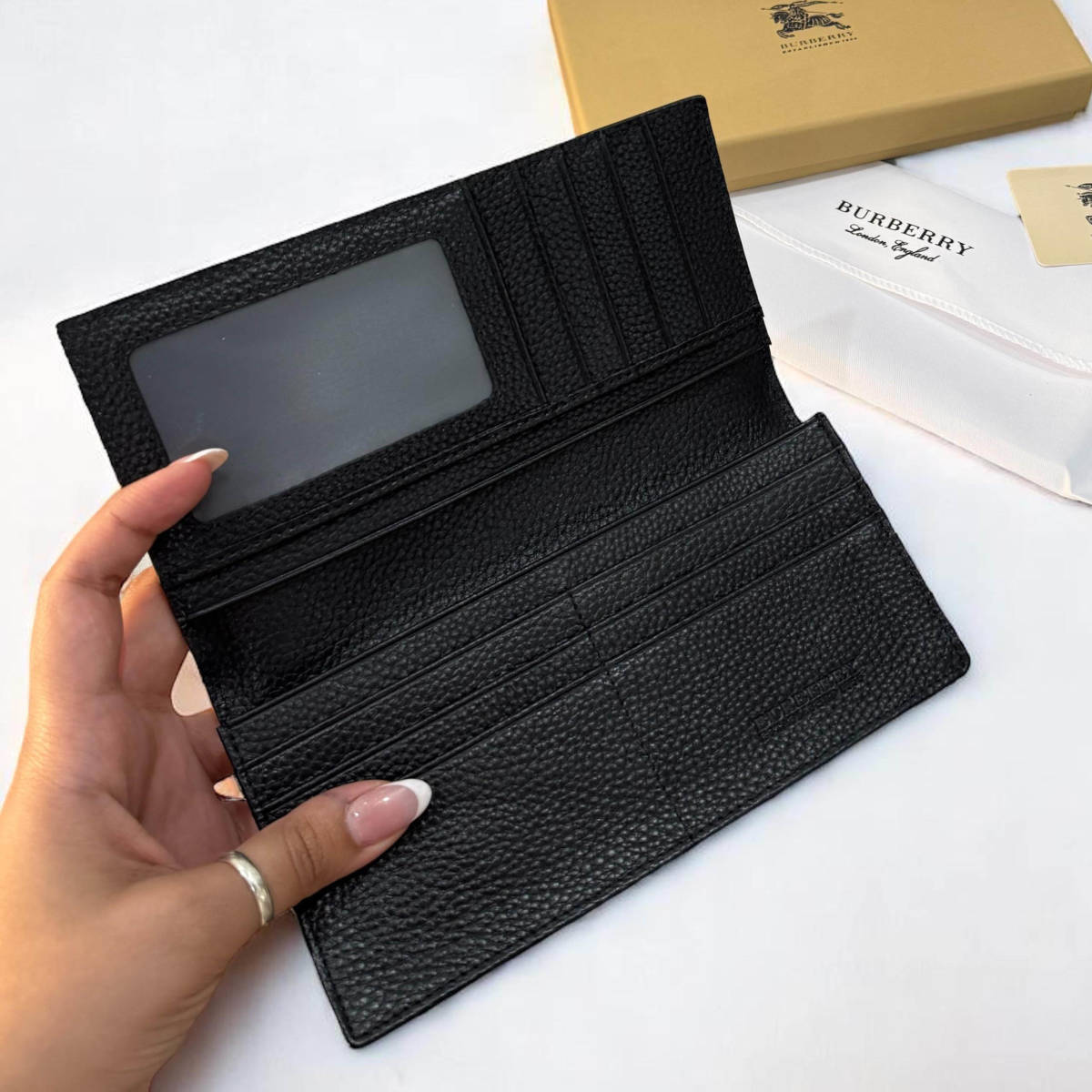 Burberry Brown Check and Leather Bifold Long Wallet-2