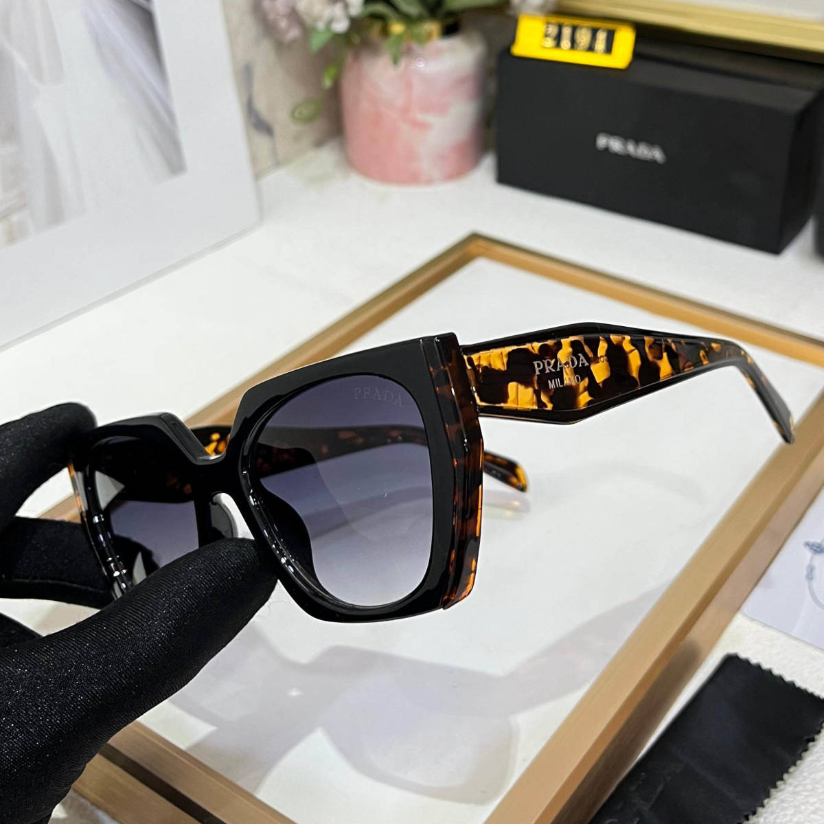 Prada Black & Golden Premium Women's Sunglasses-1