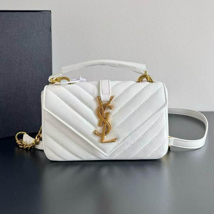 Saint Laurent Solferino White Leather Sling Bag-0