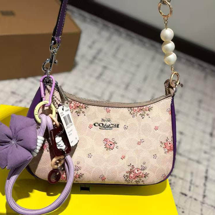 Coach Teri Floral Contrast Shades Purple Shoulder Bag-0