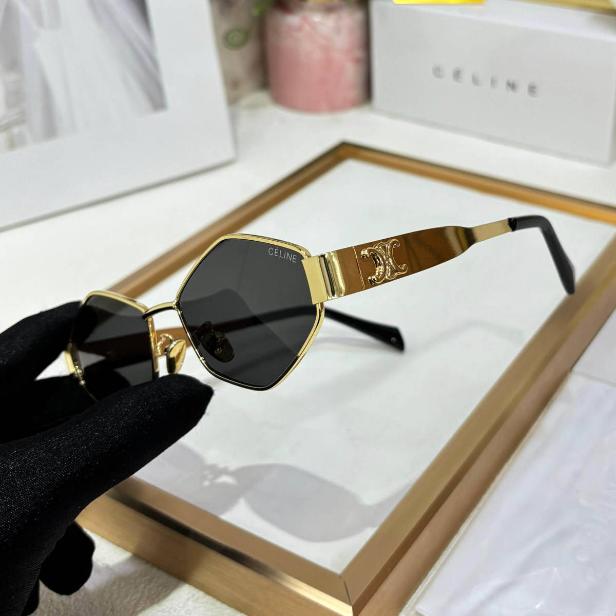 Celine Black & Golden Premium Women's Sunglasses-1