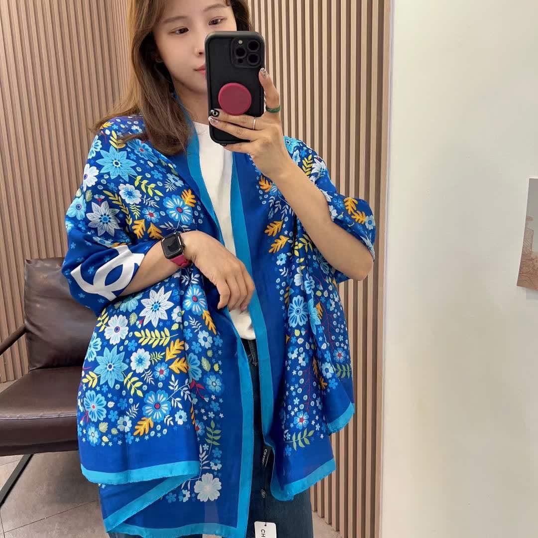 Chanel Premium Quality Blue Silk Stole-2