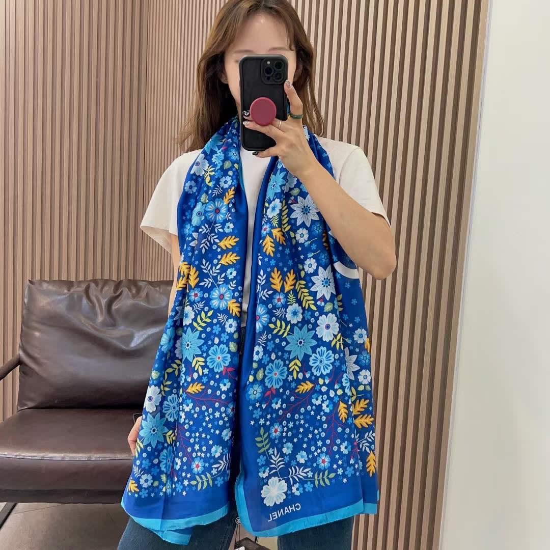 Chanel Premium Quality Blue Silk Stole-1