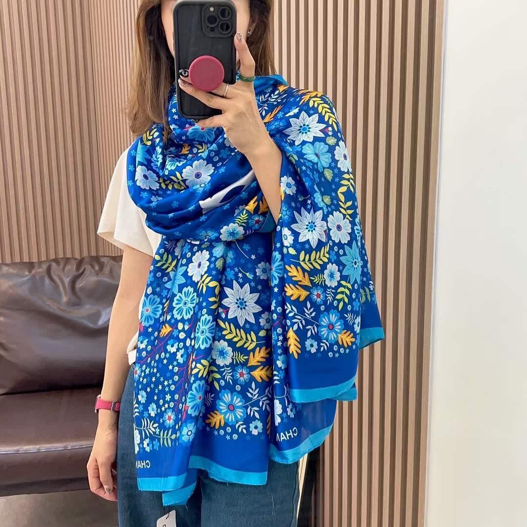 Chanel Premium Quality Blue Silk Stole-3