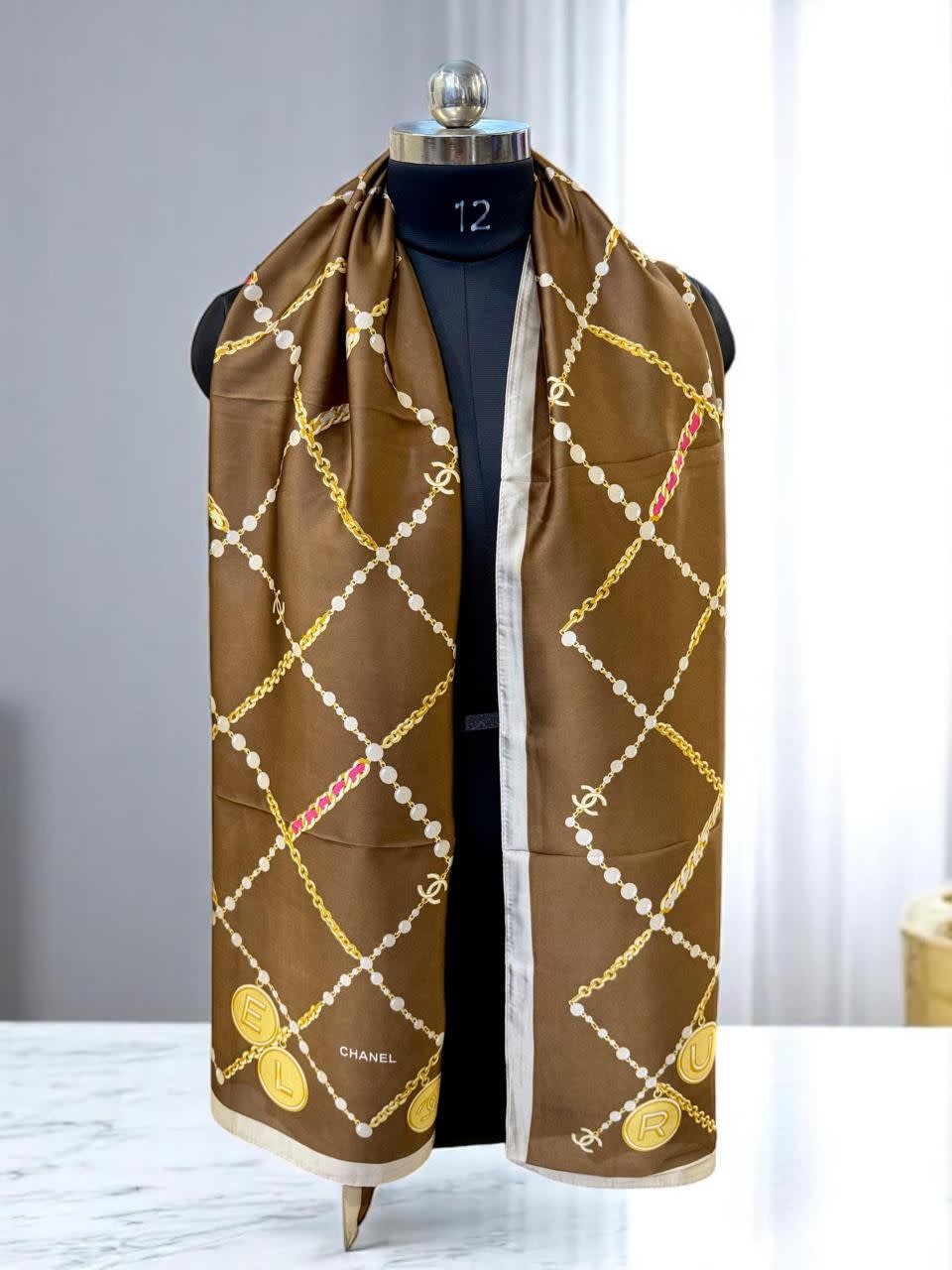 Chanel Premium Quality Brown Silk Stole-1