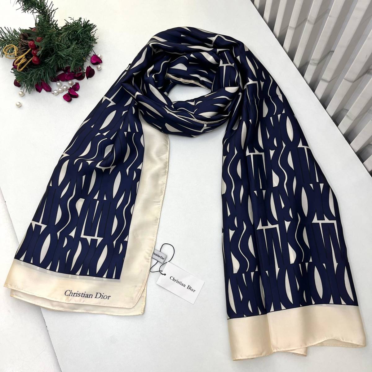 Dior Premium Quality Navy Blue Silk Stole-0