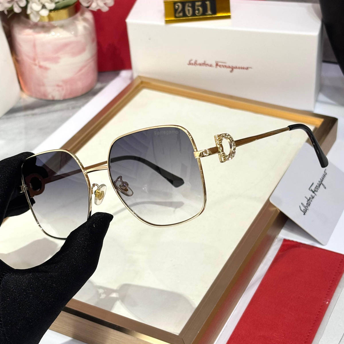 Ferragamo Blue Premium Women's Sunglasses-1