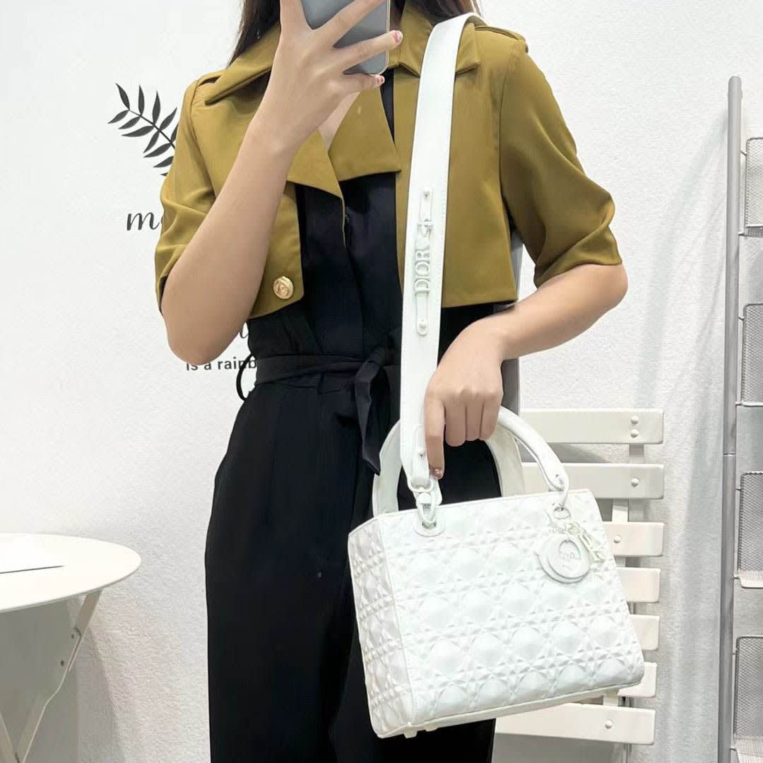 Dior White Diamond Signature Bag-0