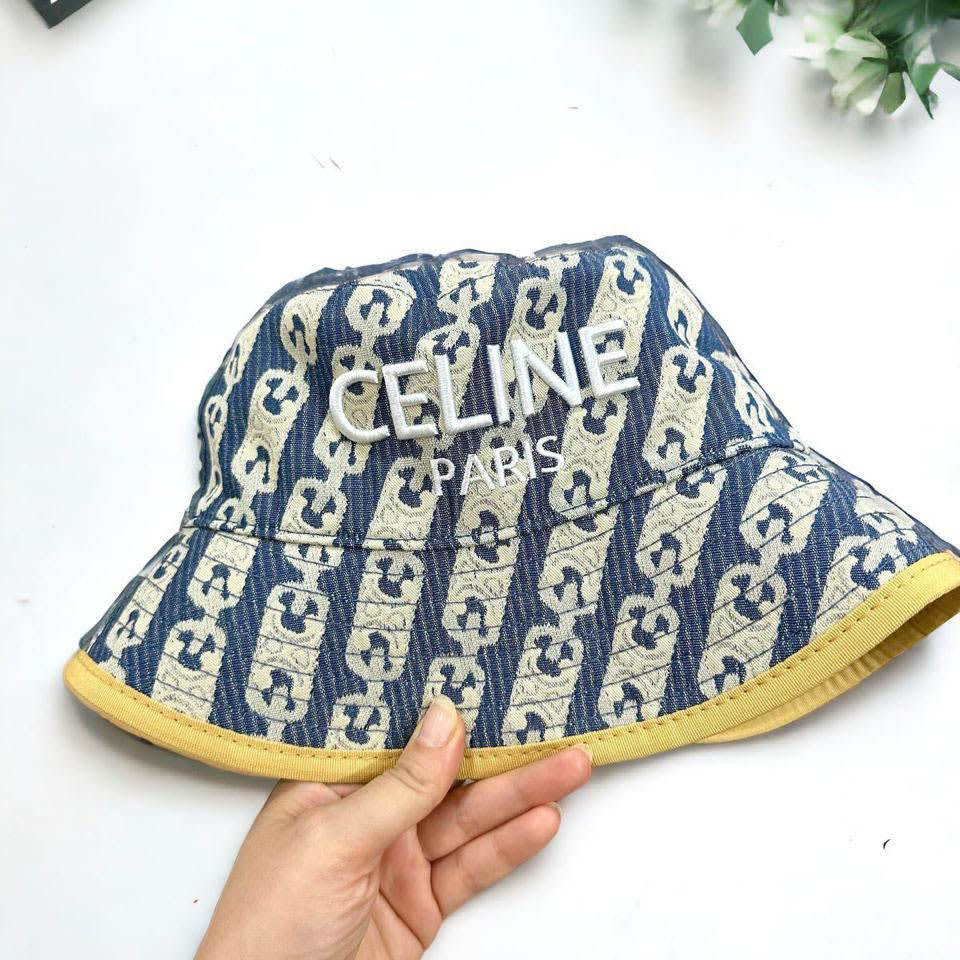 Celine White & Blue Premium Bucket Cap-0