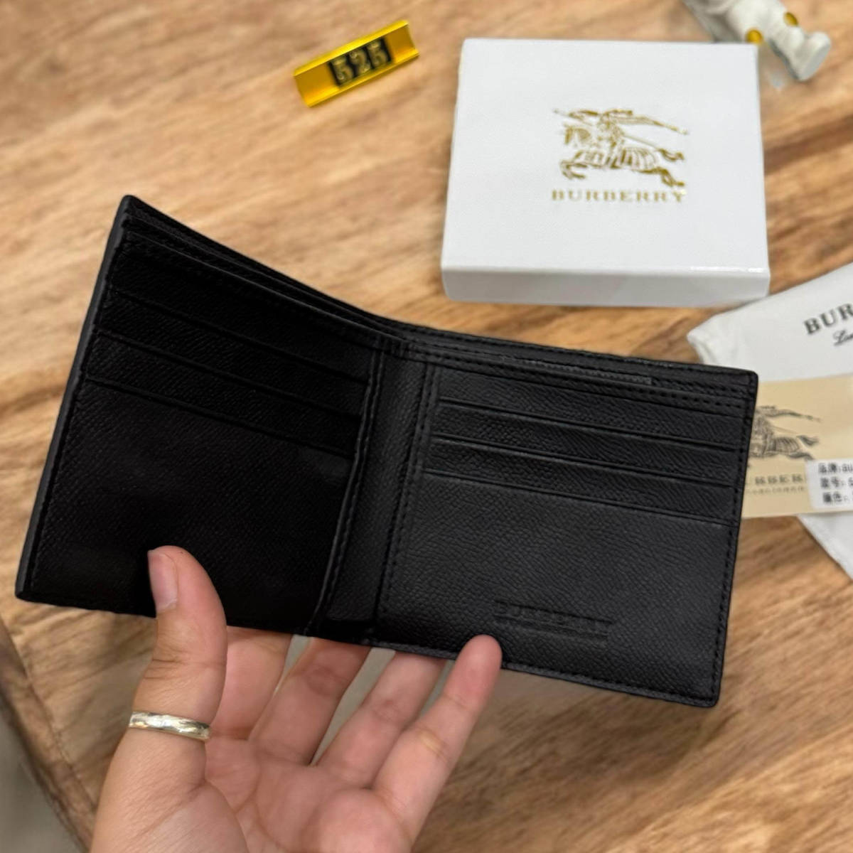 Burberry Black Leather Compact Wallet-3