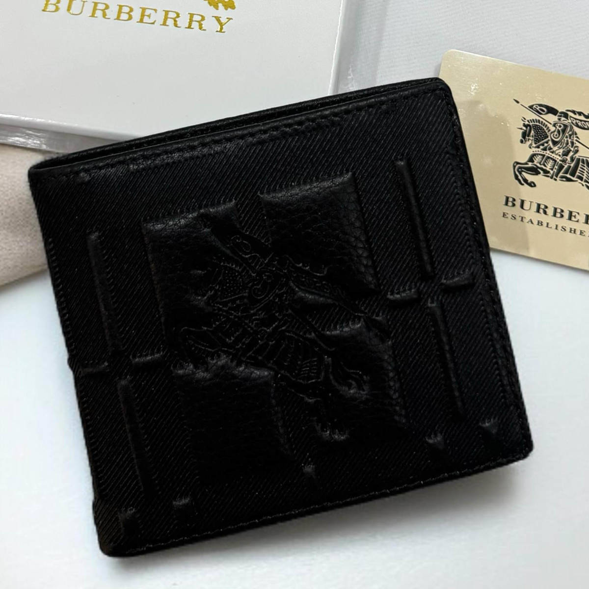Burberry Black Leather Compact Wallet-1