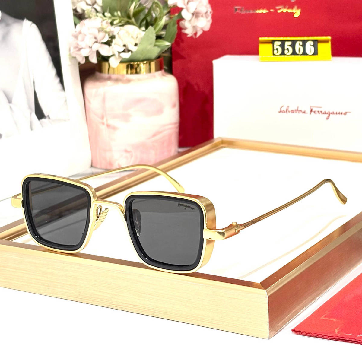 Ferragamo Black Luxury Sunglasses-0