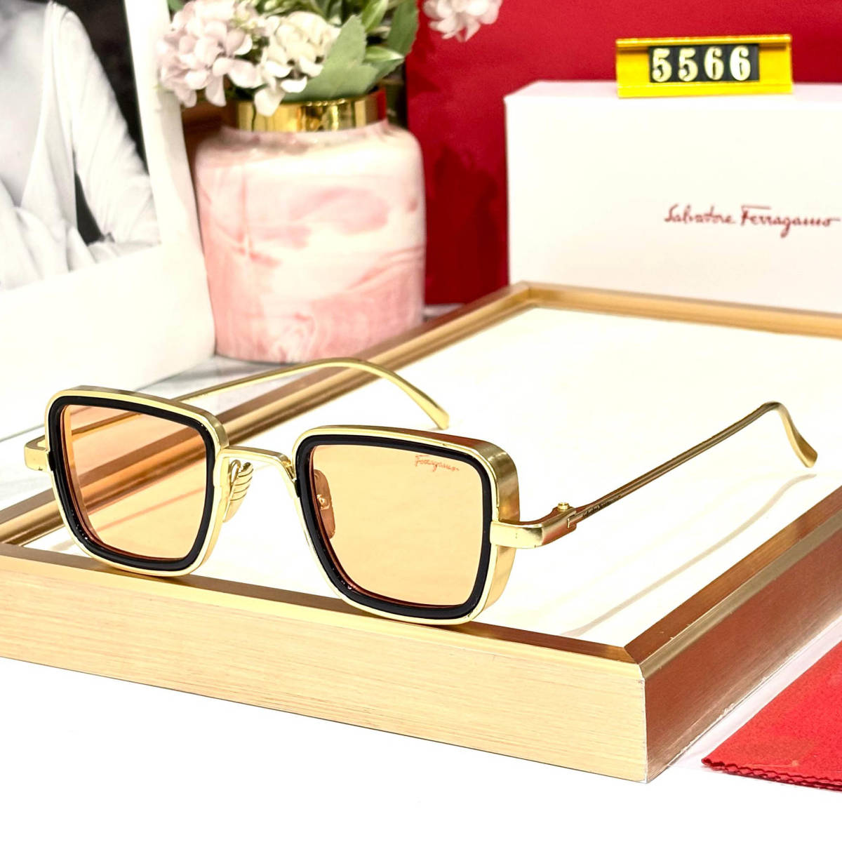 Ferragamo Golden Luxury Sunglasses-0