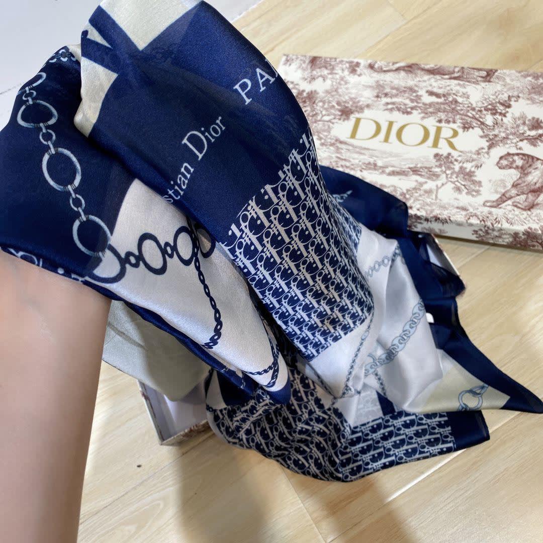 Dior Premium Quality Blue Silk Stole-4