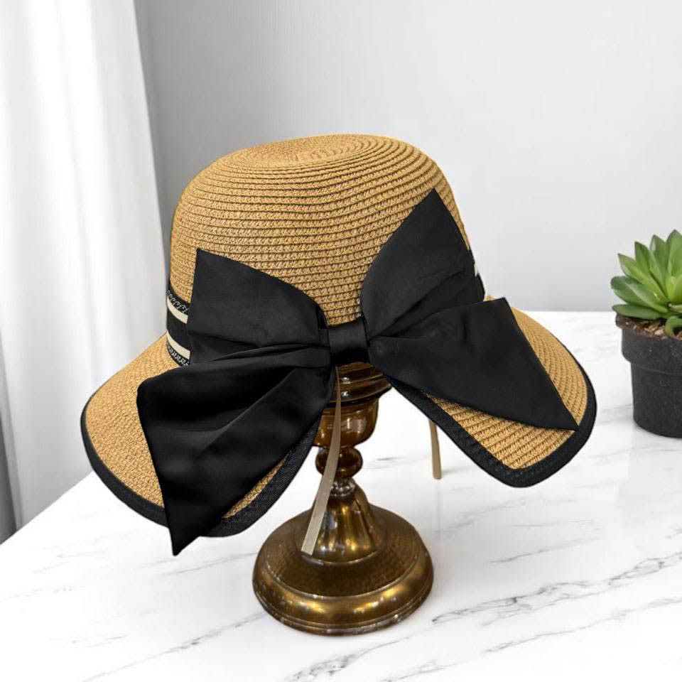 Dior Beige Premium Bucket Hat With Bow-1