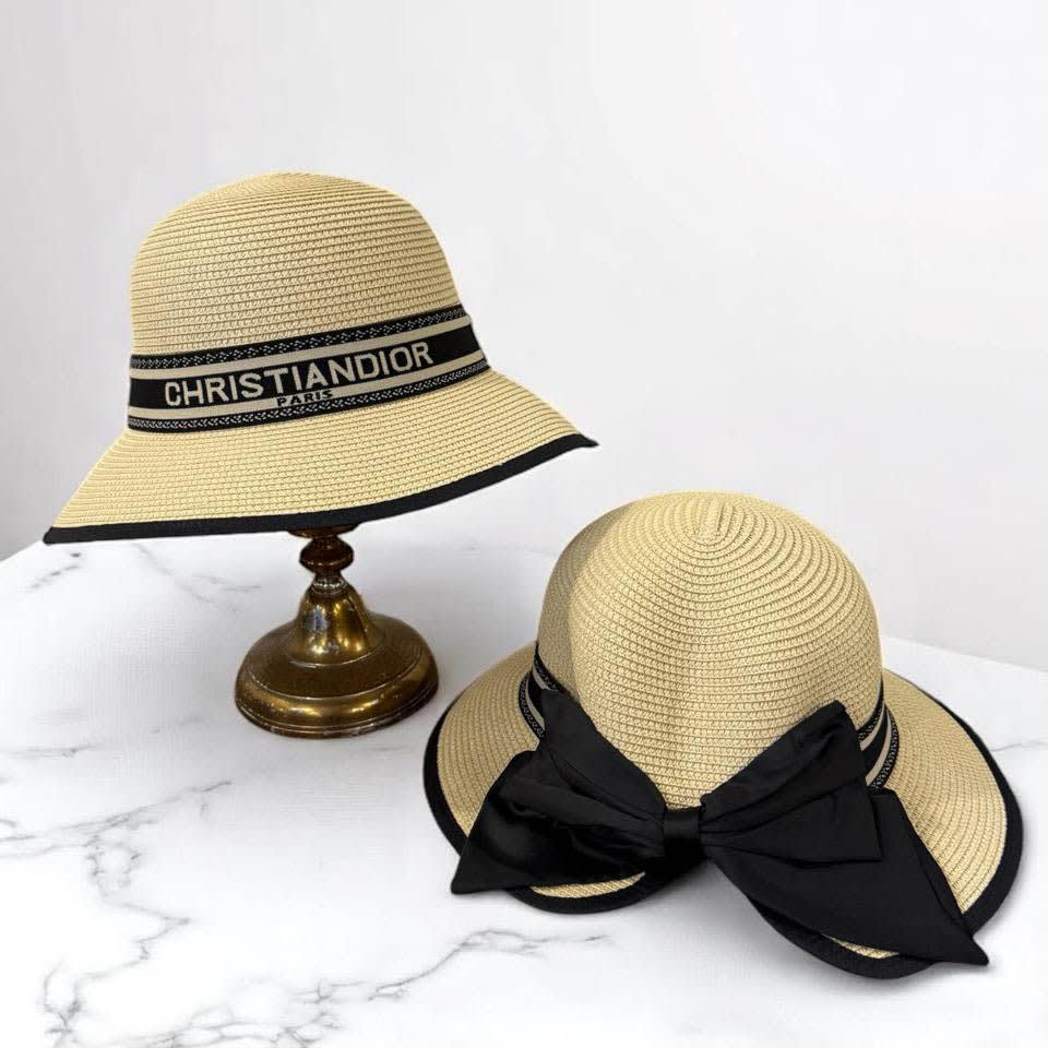 Dior Cream Premium Bucket Hat With Bow-2