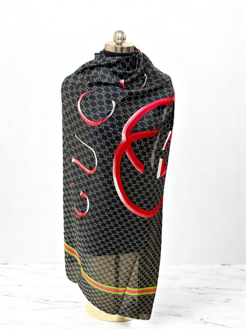 Gucci Designer Black Silk Stole-3