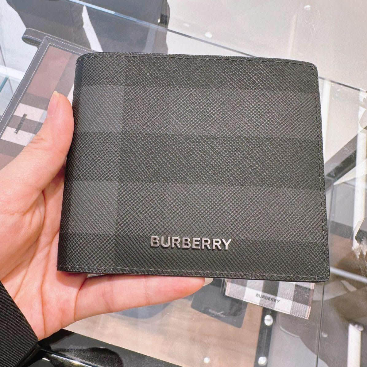 Burberry Black Check and Leather Bifold Wallet-2