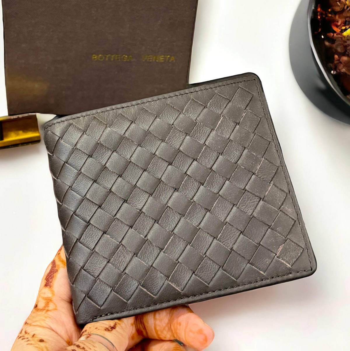 Bottega Veneta Brown Leather Compact Wallet-2