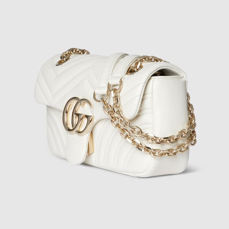Gucci Matelasse Super Mini GG White Marmont Bag-1
