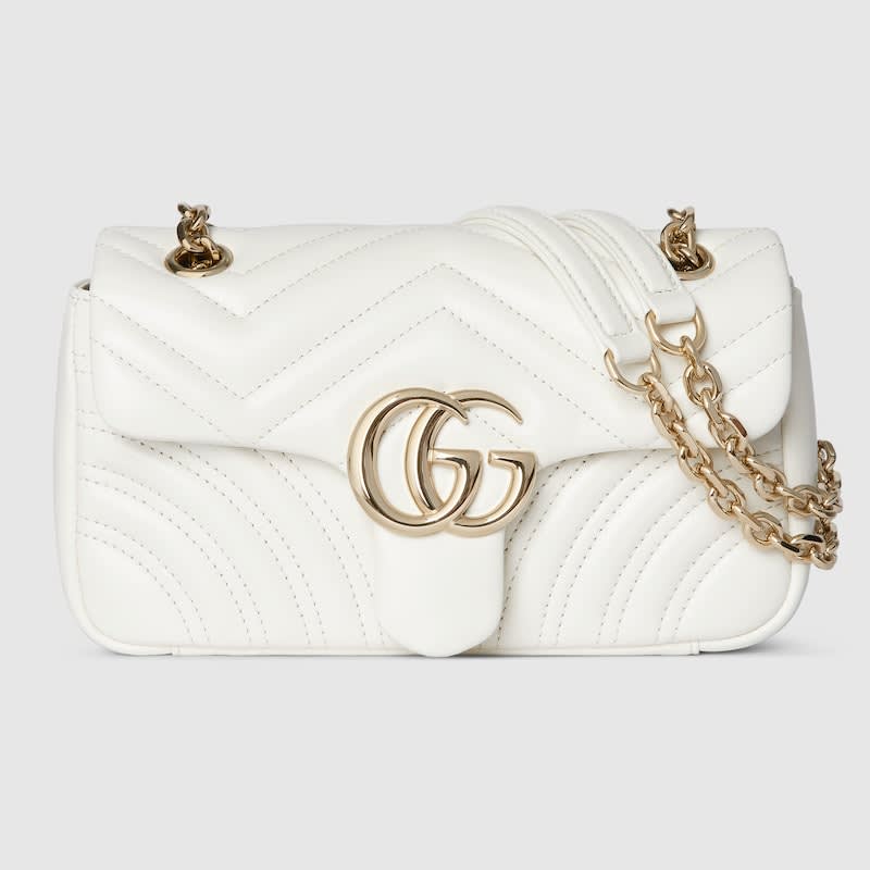 Gucci Matelasse Super Mini GG White Marmont Bag-6