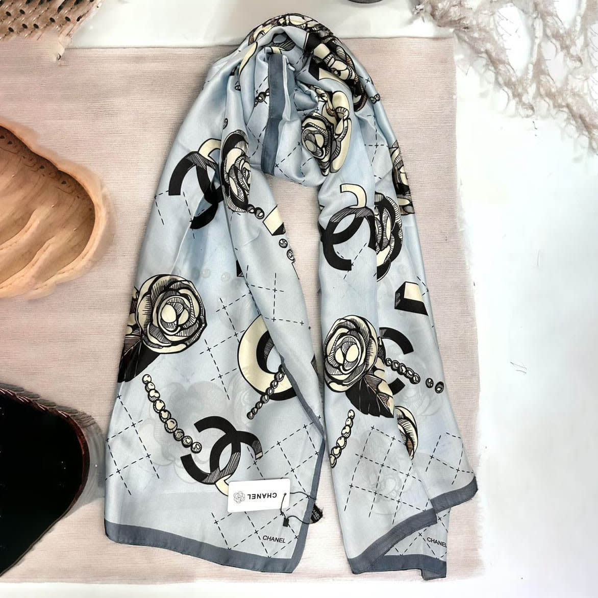 Chanel Premium Quality Blue Silk Stole-0