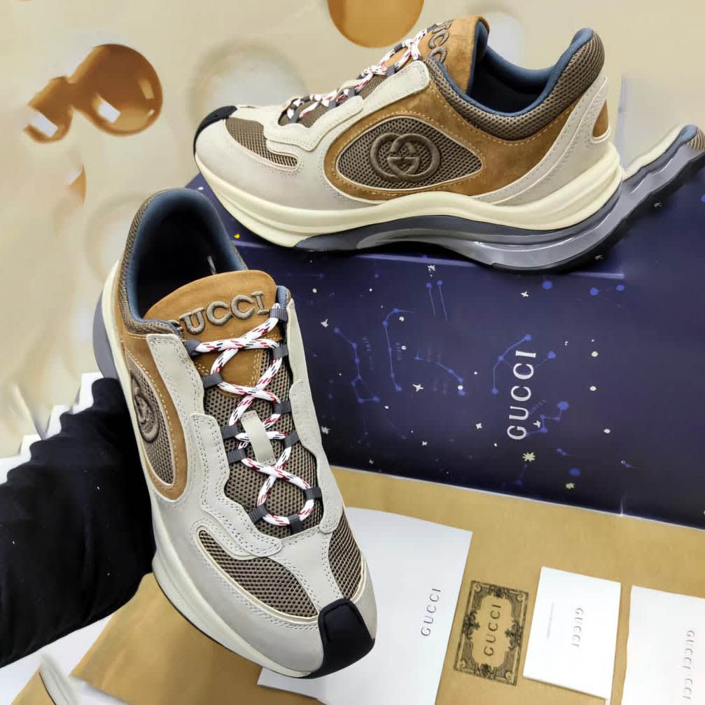 Gucci White & Brown Premium Quality Sneakers-0
