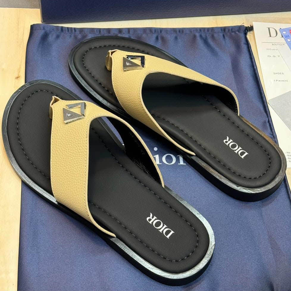 Dior Black & Beige Premium Alias Flip-flops-0