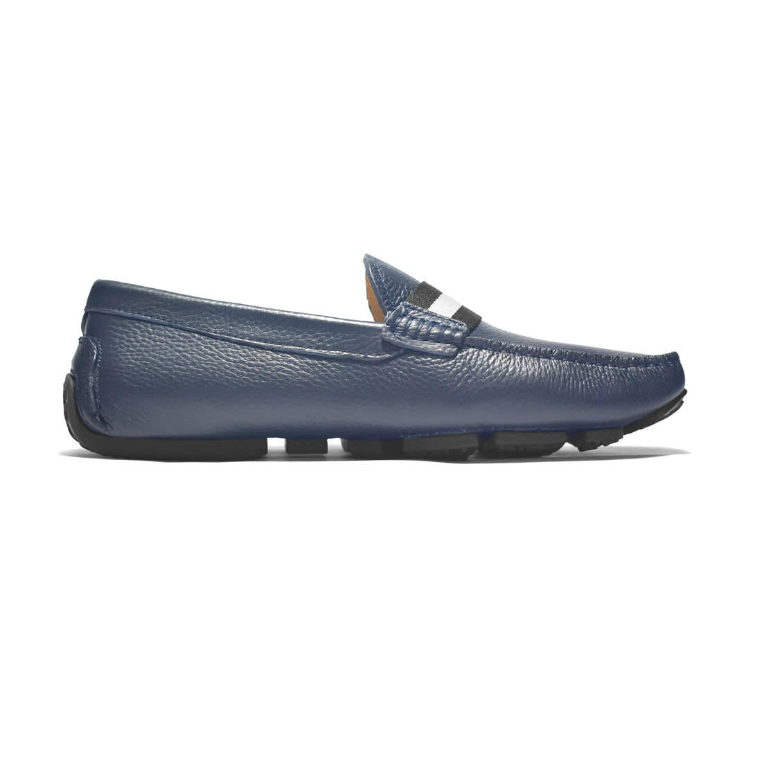 Bally Navy Blue Karlos Kerbs Drivers with Stripe Loafers-2
