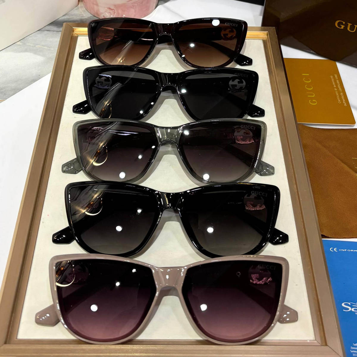 Gucci Black & Golden Premium Women's Sunglasses-2