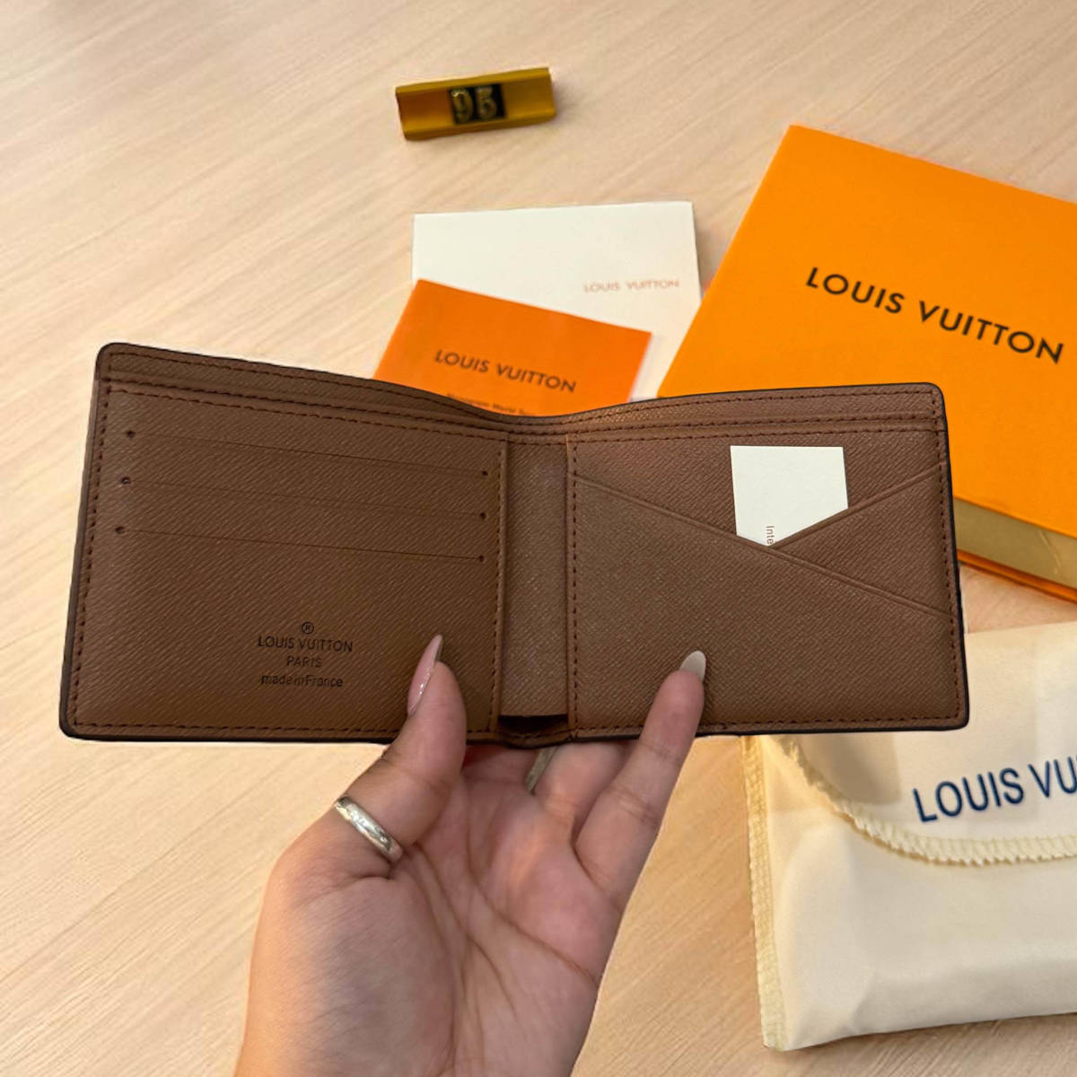 Louis Vuitton Brown Premium Compact Wallet-5