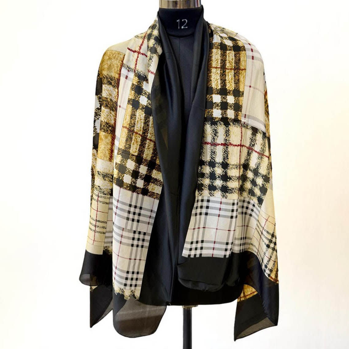 Burberry Designer Black Silk Stole-1